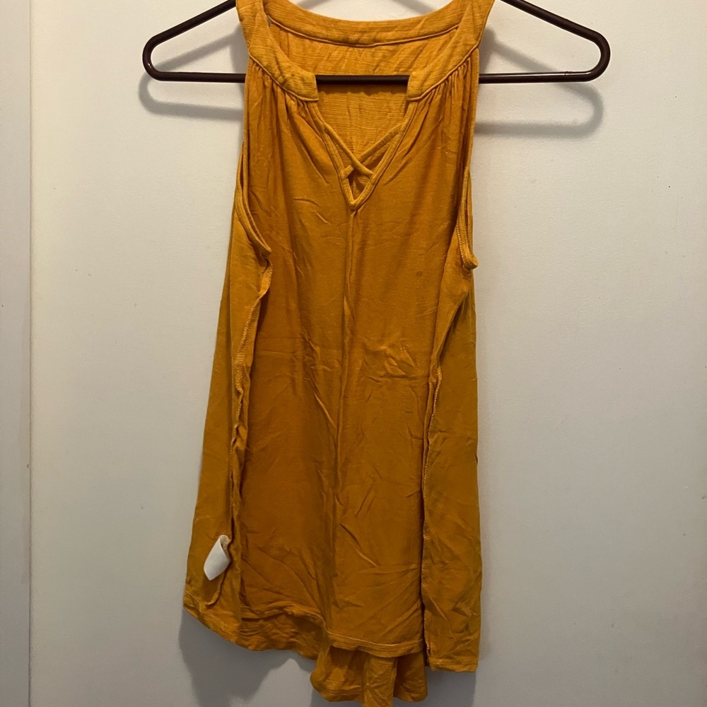 Yellow Sleeveless Tie Front Tank Top